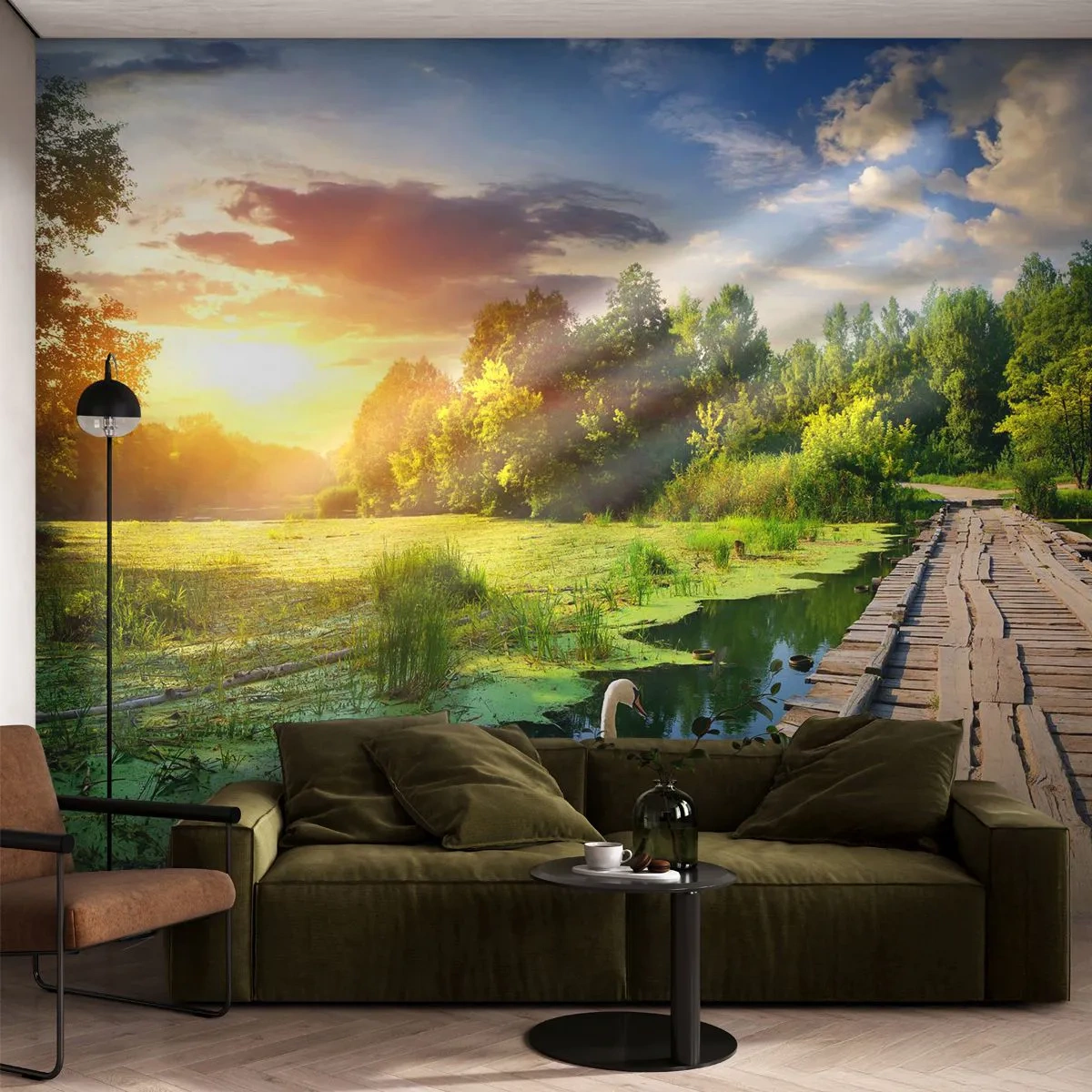 Papel de Parede Premium Sand - Verão em todos os lugares - Paisagem, Lago, Floresta - 100x70 cm