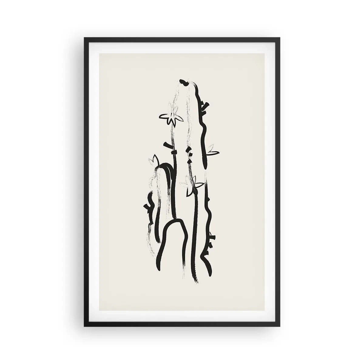 Pôster com moldura preta - Erva florida - 61x91 cm