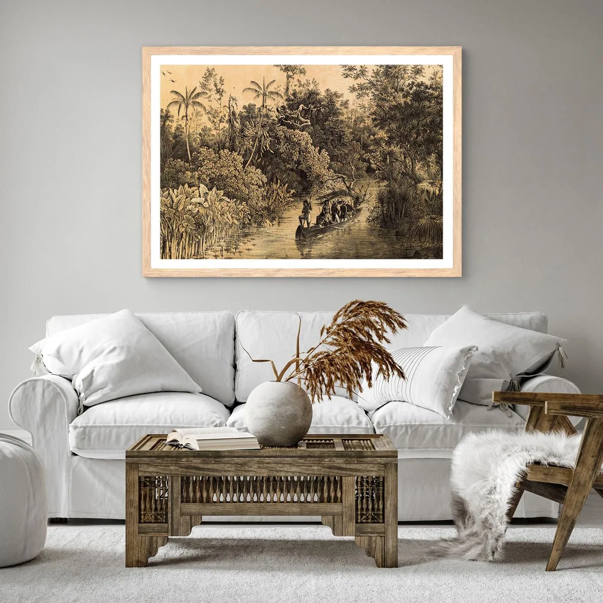 Pôster com moldura de carvalho claro - Viagem à fonte - 100x70 cm