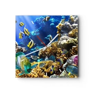 Relógio de parede - Relógio em vidro - Tráfego intenso no percurso de férias - 30x30 cm