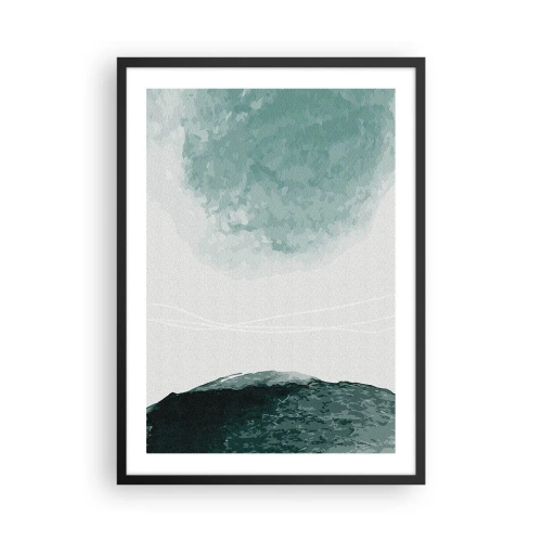 Pôster com moldura preta - Paisagem abstrata em tons de verde e branco - 50x70cm - Encontro com a neblina - Decoração de parede moderna para a sala de estar e quarto ARTTOR