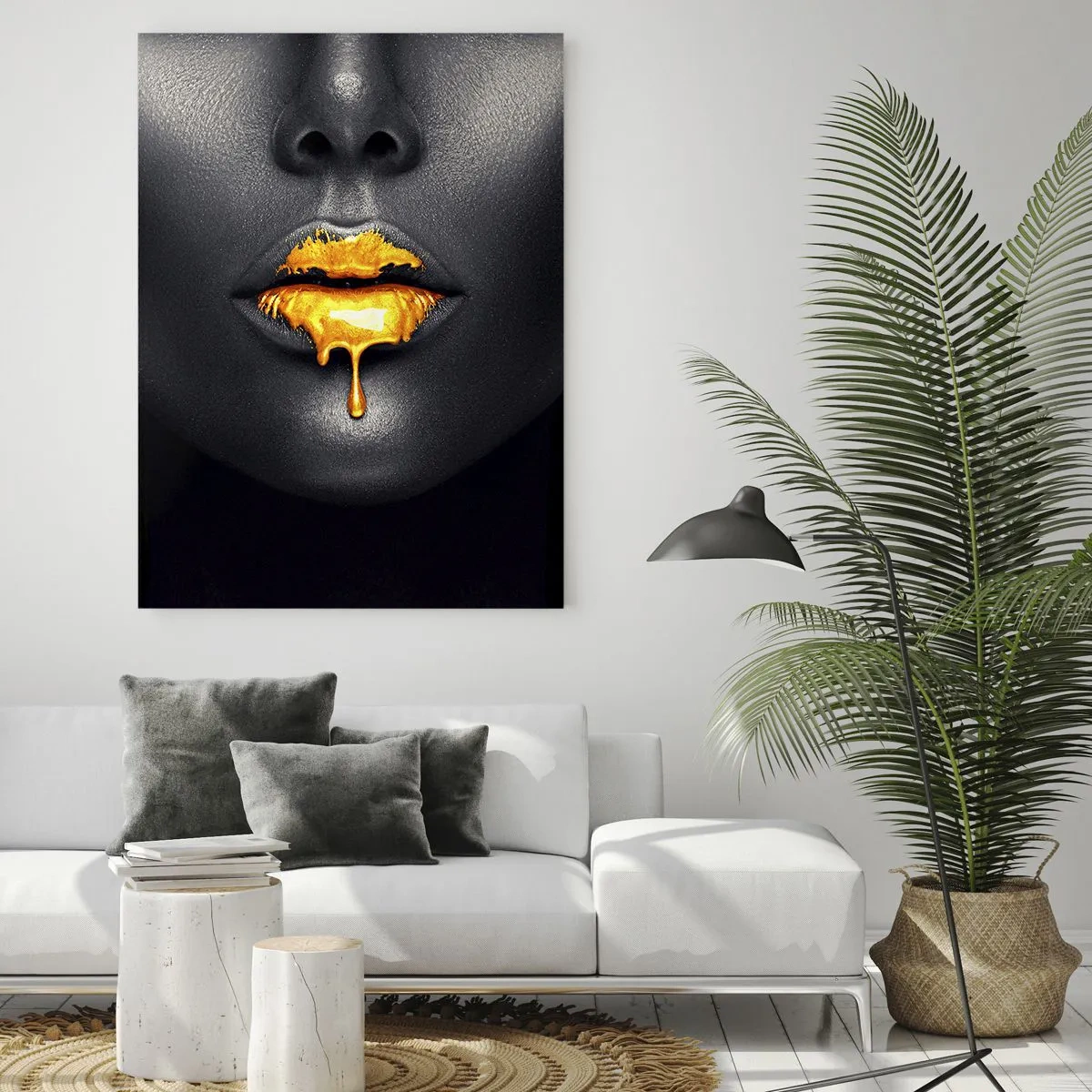 Quadro em vidro - Boca dourada - 50x70 cm