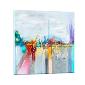 Quadro em vidro - Ponte da alegria sobre o rio da vida - 30x30 cm