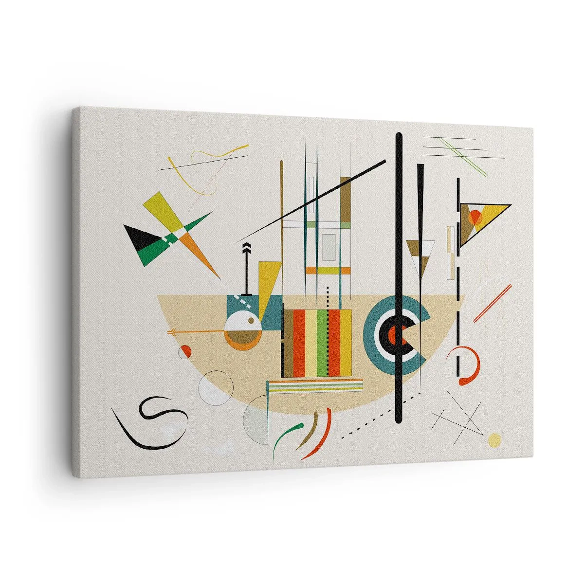 Quadro em tela - Abstração colorida com formas geométricas - 70x50cm - E o mundo ri - Decoração de parede moderna para a sala de estar e quarto ARTTOR