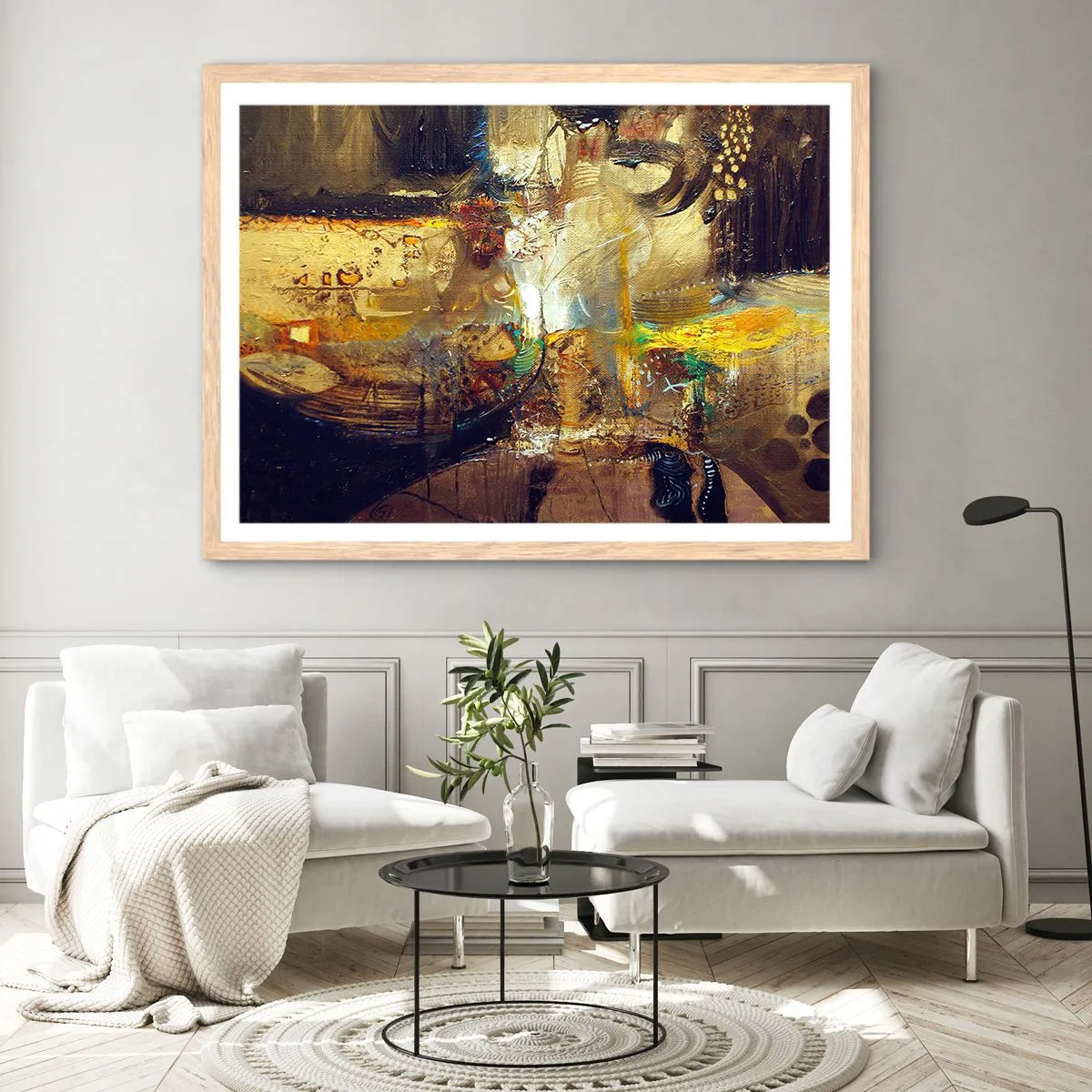 Pôster com moldura de carvalho claro - Frio, mais quente, quente - 40x30 cm