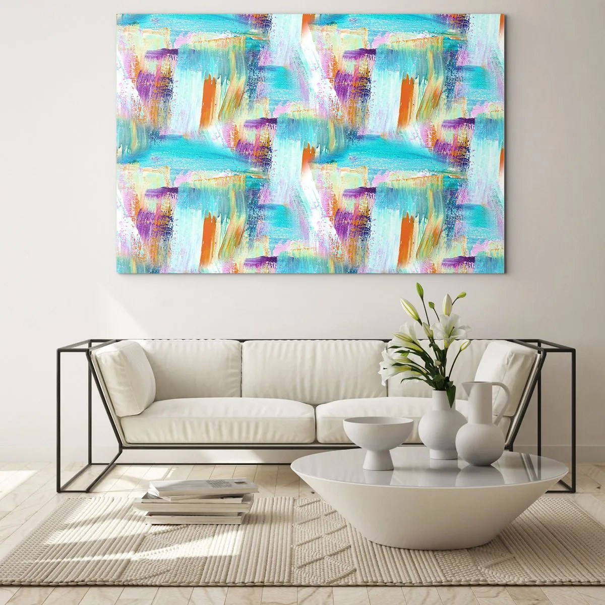 Quadro em vidro - Uma alegre coposição de camadas - 100x70 cm