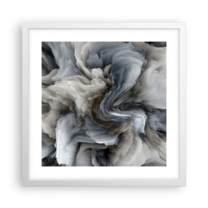 Pôster em moldura branca - Pedra e flor - 40x40 cm