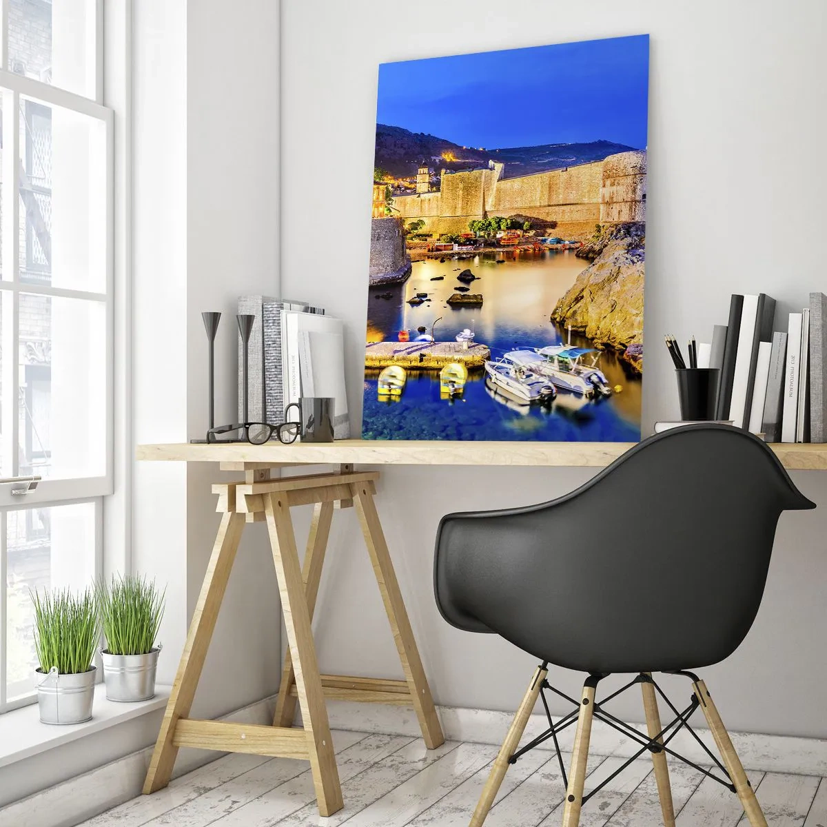 Quadro em vidro - Uma noite bem iluminada no Adriático - 80x120 cm