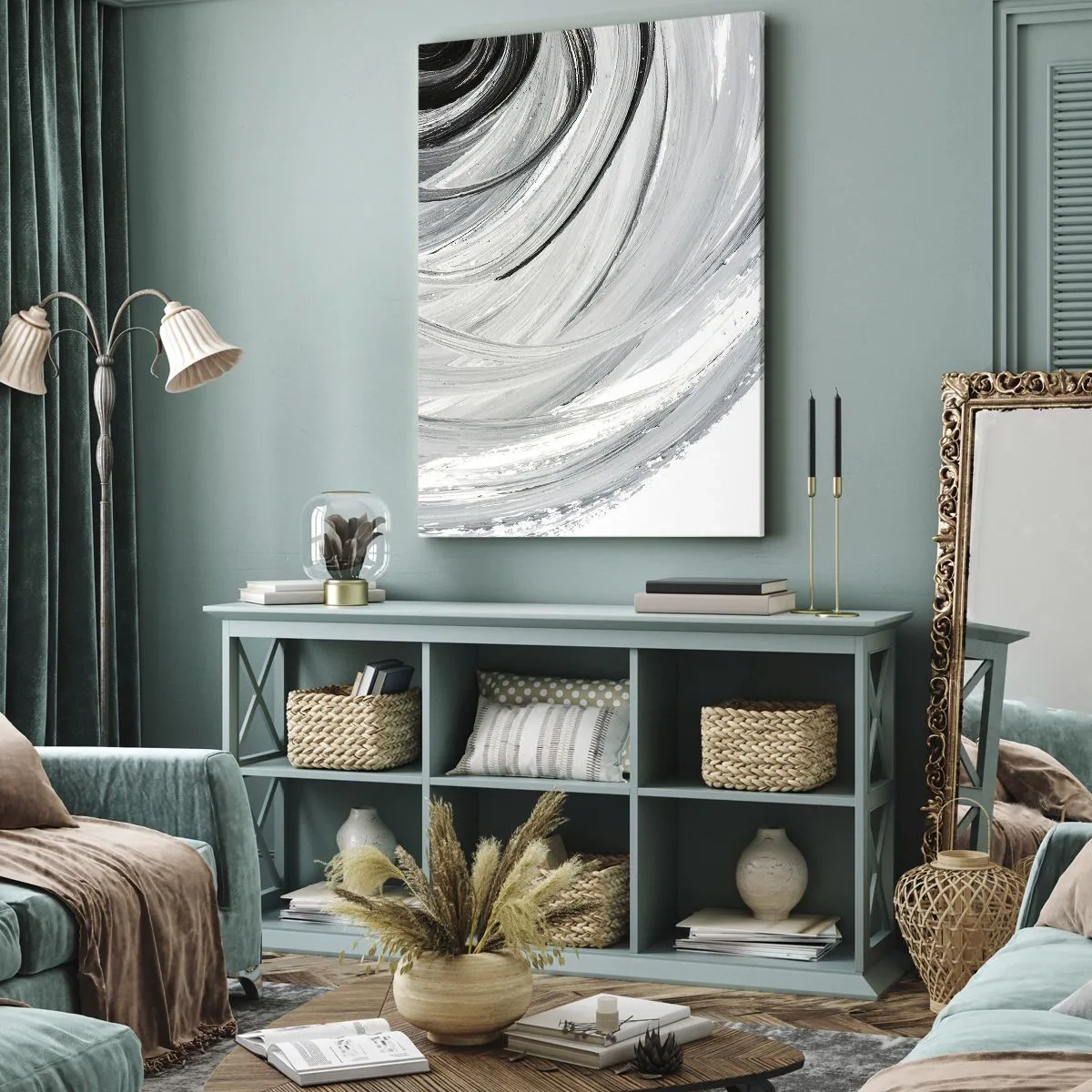 Quadro em tela - Composição orbital - 45x80 cm