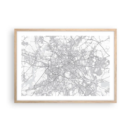 Pôster com moldura de carvalho claro - Flor de Berlim - 70x50 cm