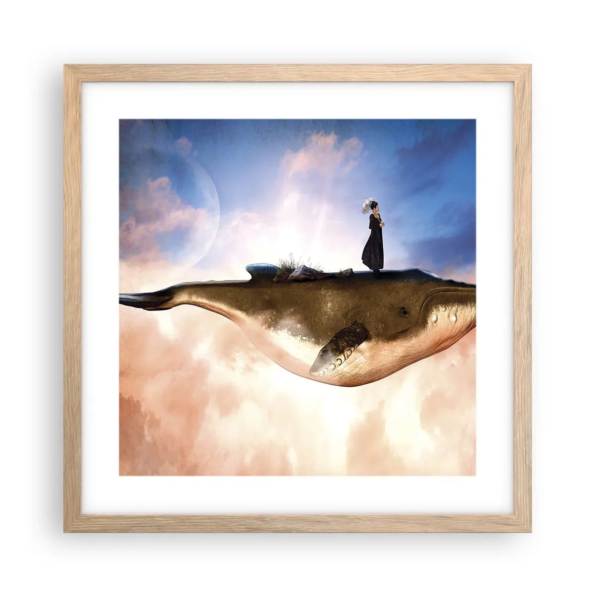 Pôster com moldura de carvalho claro - Uma viagem surreal - 40x40 cm