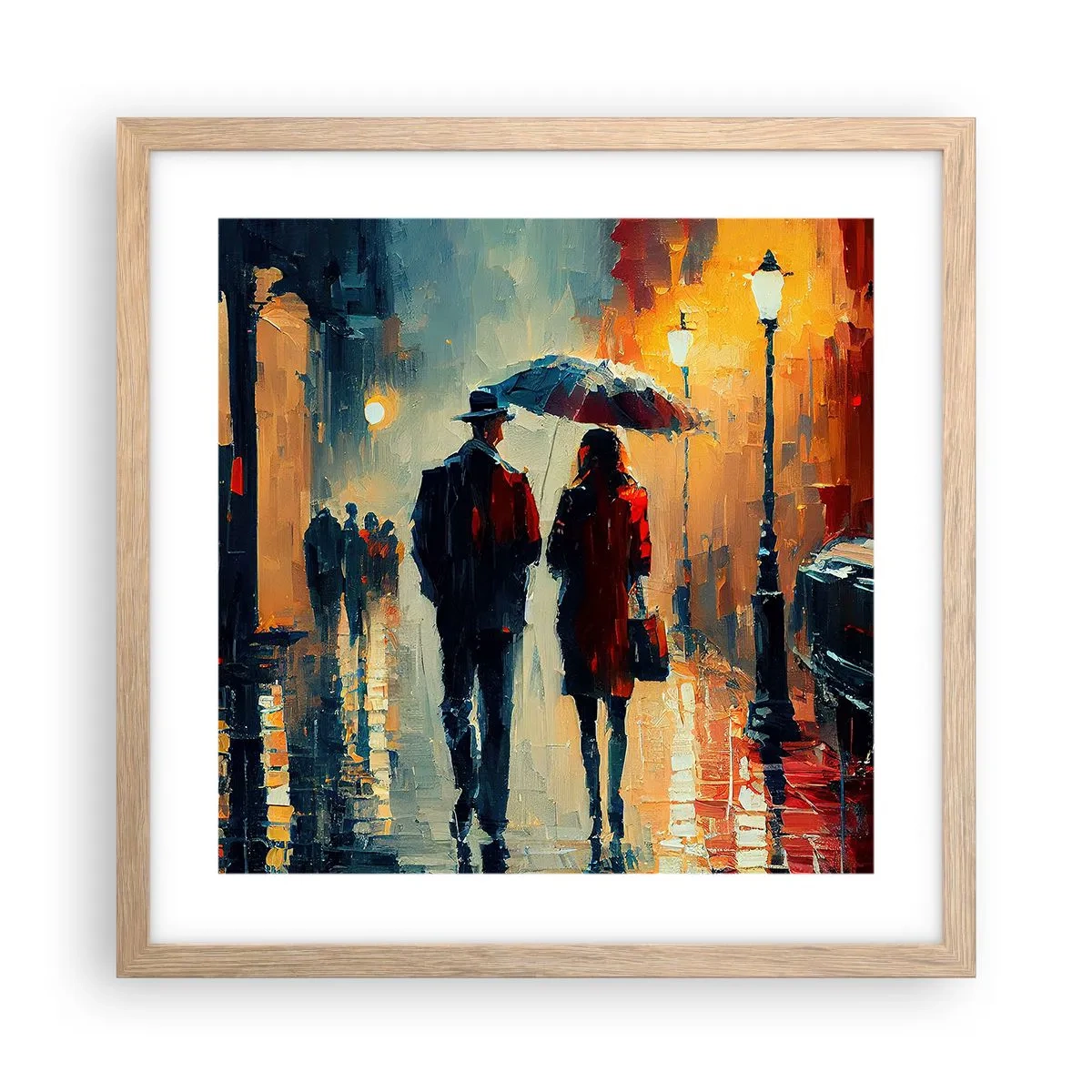Pôster com moldura de carvalho claro - História de amor urbano - 40x40 cm