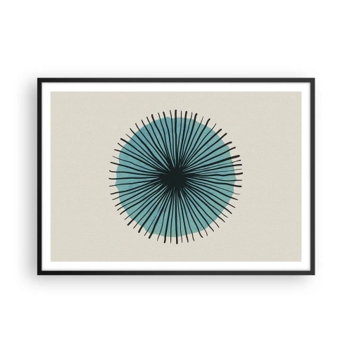 Pôster com moldura preta - Radiante sobre o azul - 100x70 cm