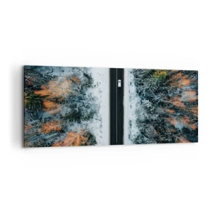 Quadro em tela - Cortar a floresta no inverno - 120x50 cm