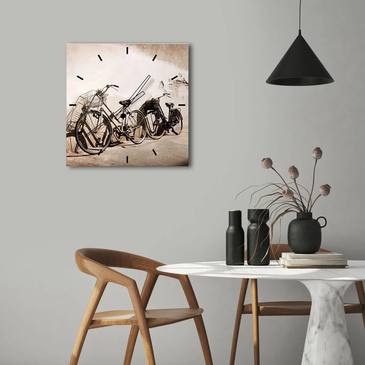 Relógio de parede - Relógio em vidro - Encanto inesquecível do passado - 40x40 cm