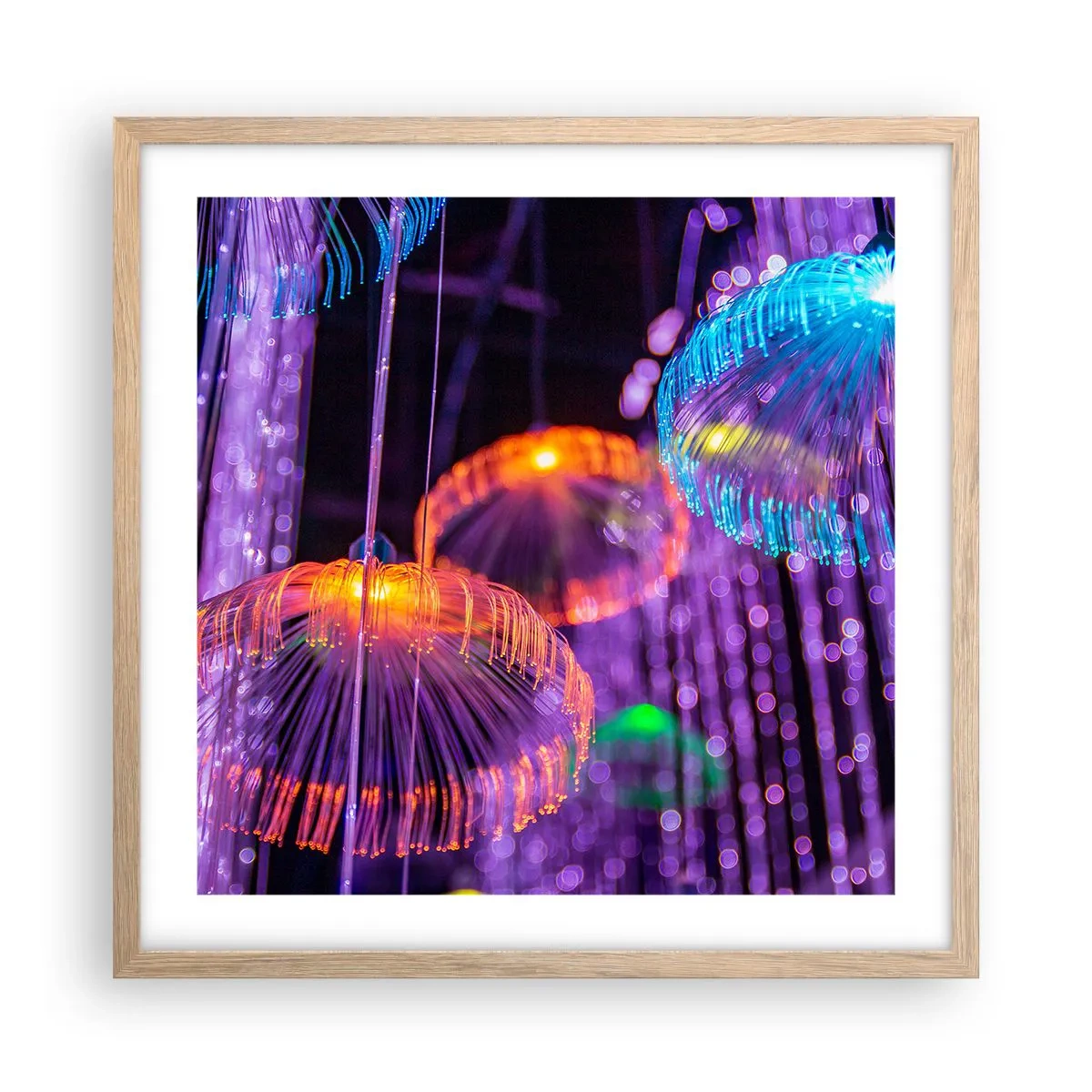 Pôster com moldura de carvalho claro - Fonte de luz - 50x50 cm