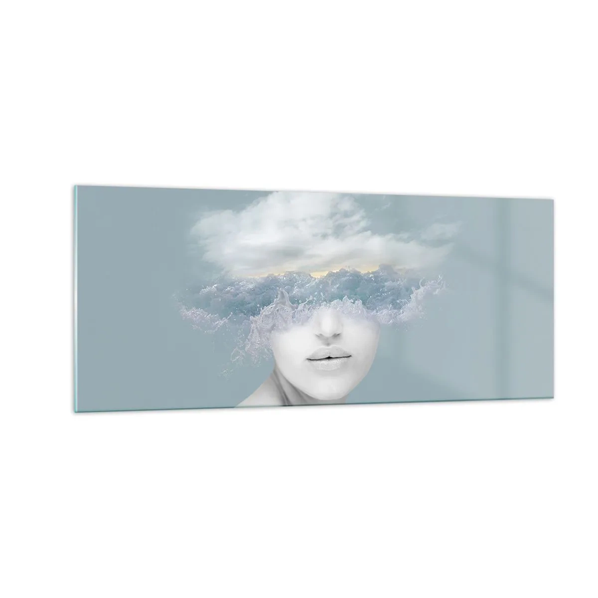 Quadro em vidro - Com a cabeça nas nuvens - 100x40 cm