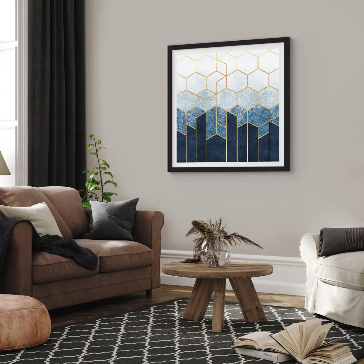 Pôster com moldura preta - Composição em ritmo sincopado - 60x60 cm