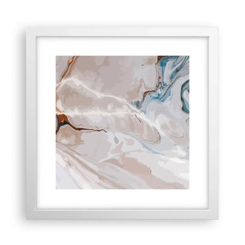 Pôster em moldura branca - Meandros azuis sob branco - 30x30 cm