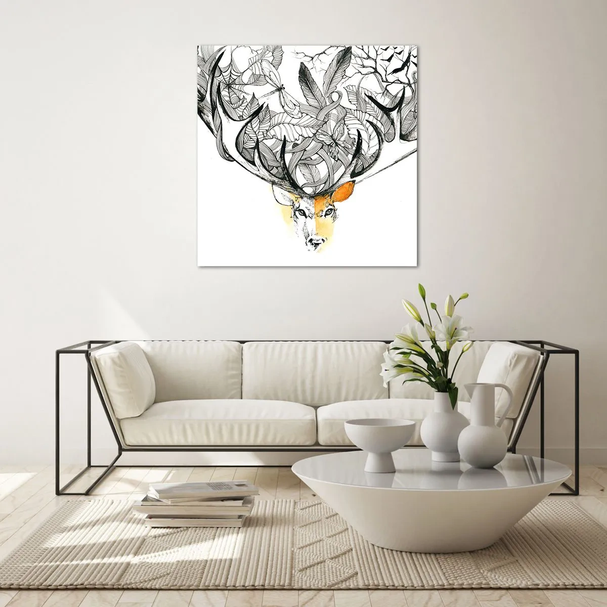 Quadro em vidro - Chifres da abundância - 50x50 cm