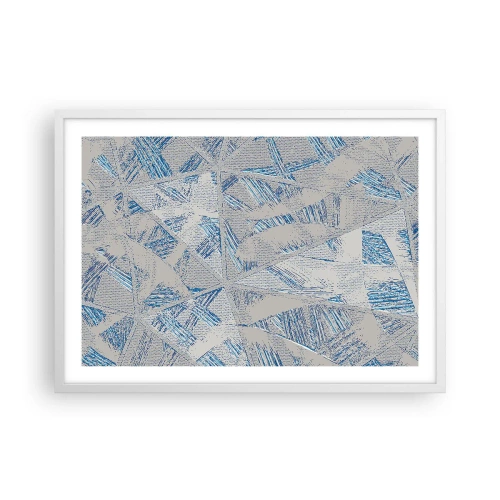 Pôster em moldura branca - Em um labirinto azul e cinza - 70x50 cm