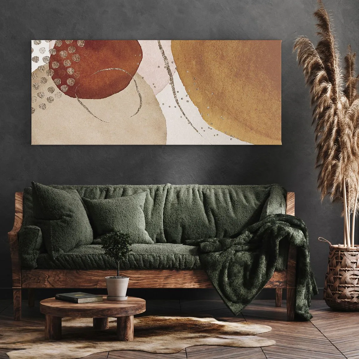 Quadro em tela - Redondeza e movimento - 100x40 cm