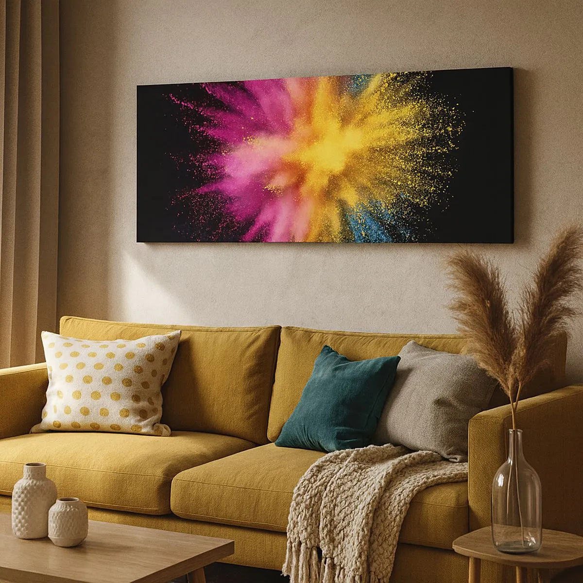 Quadro em tela - O nascimento das cores  - 100x40 cm