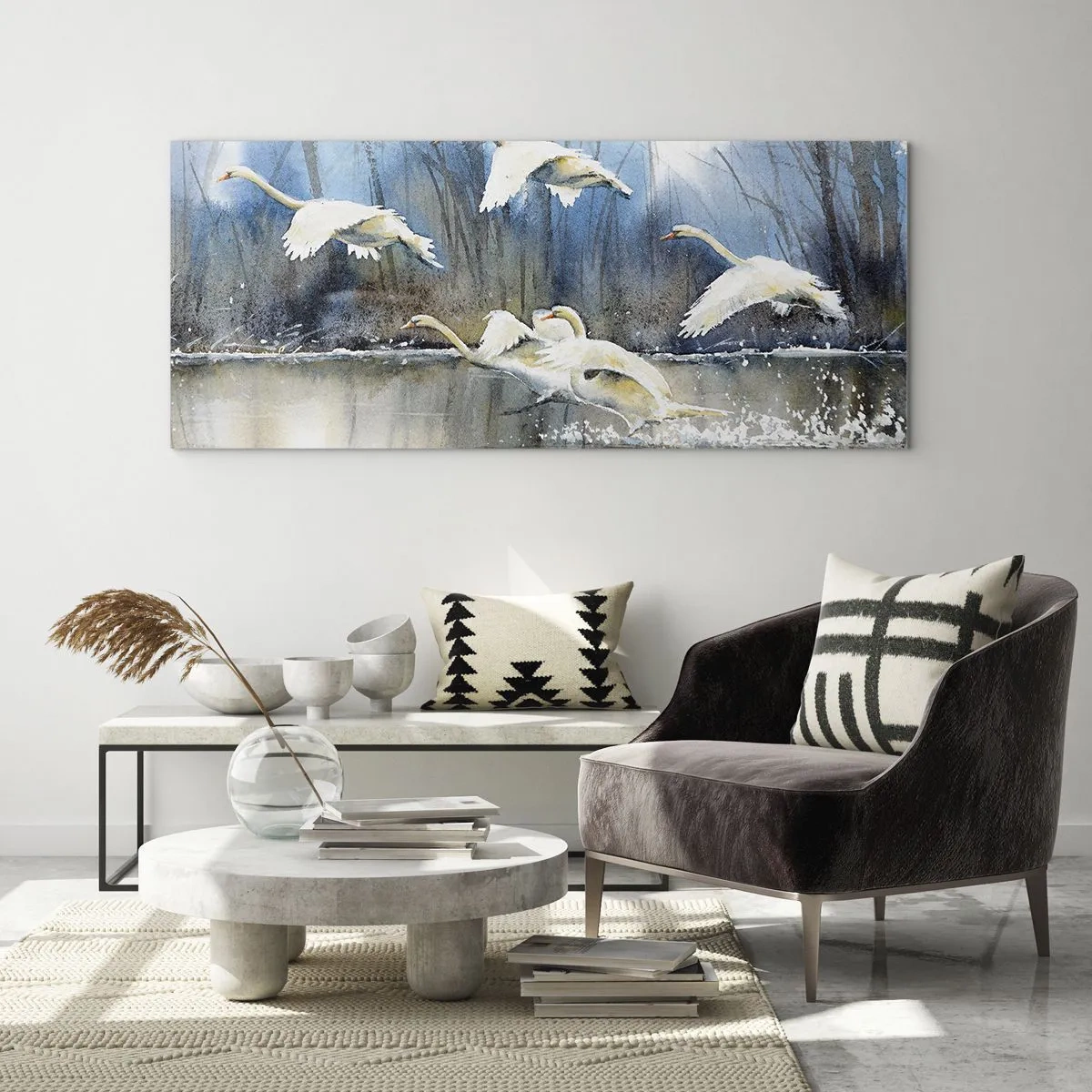 Quadro em vidro - Como no conto de fadas sobre cisnes selvagens - 90x30 cm