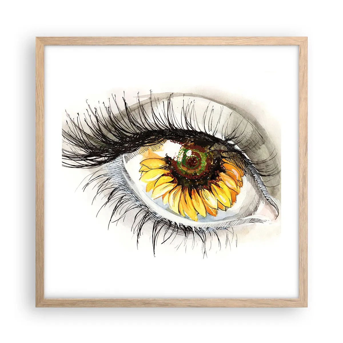 Pôster com moldura de carvalho claro - Um olhar tão quente como o verão - 50x50 cm