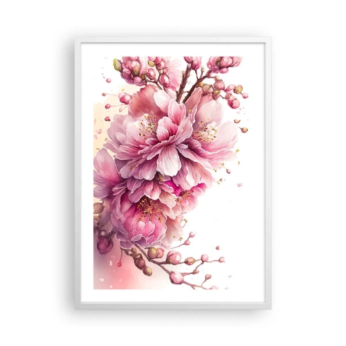 Pôster em moldura branca - Flor de cerejeira - 50x70 cm