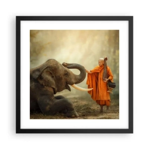 Pôster com moldura preta - Encontro na viagem - 40x40 cm