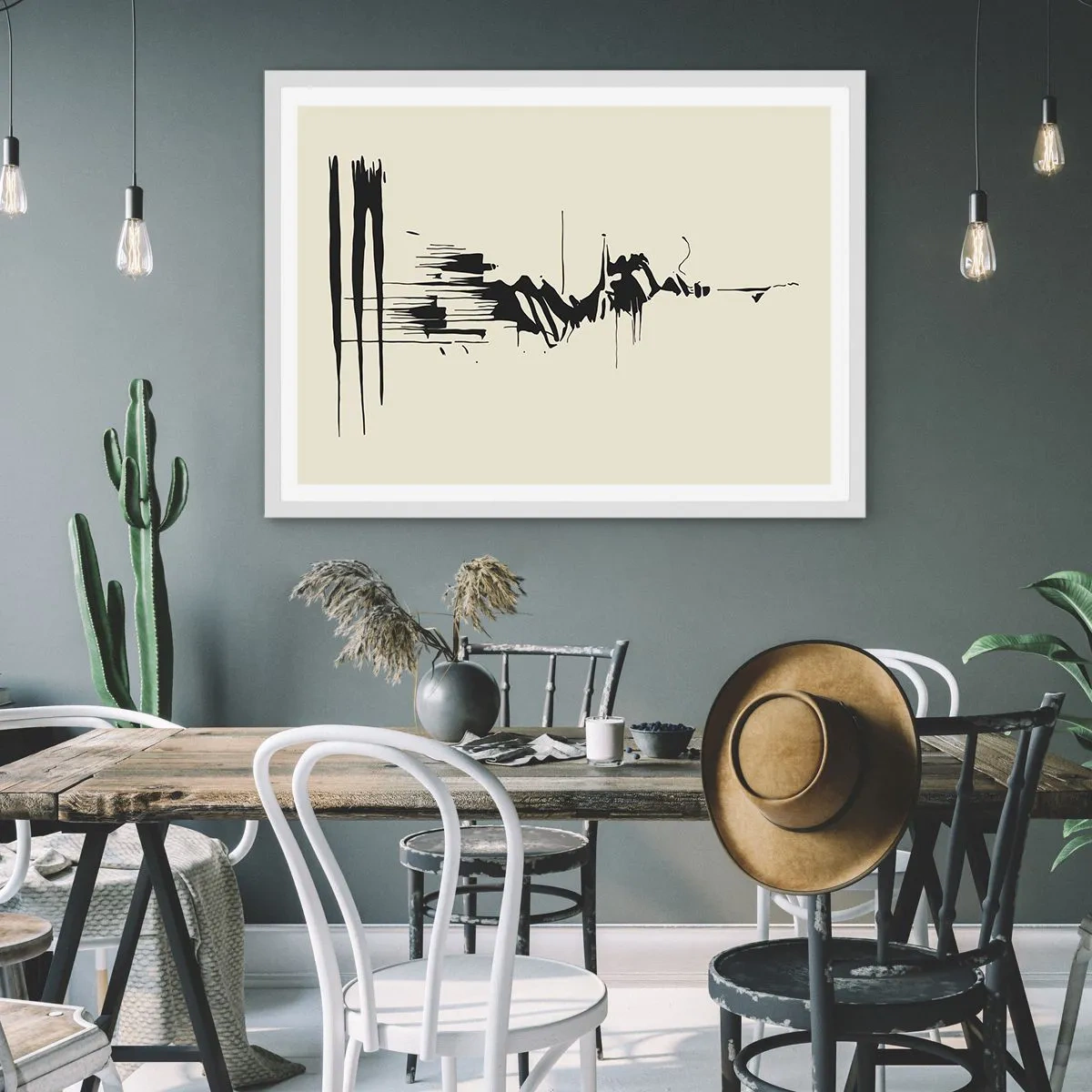 Pôster em moldura branca - Abstração apressada - 91x61 cm