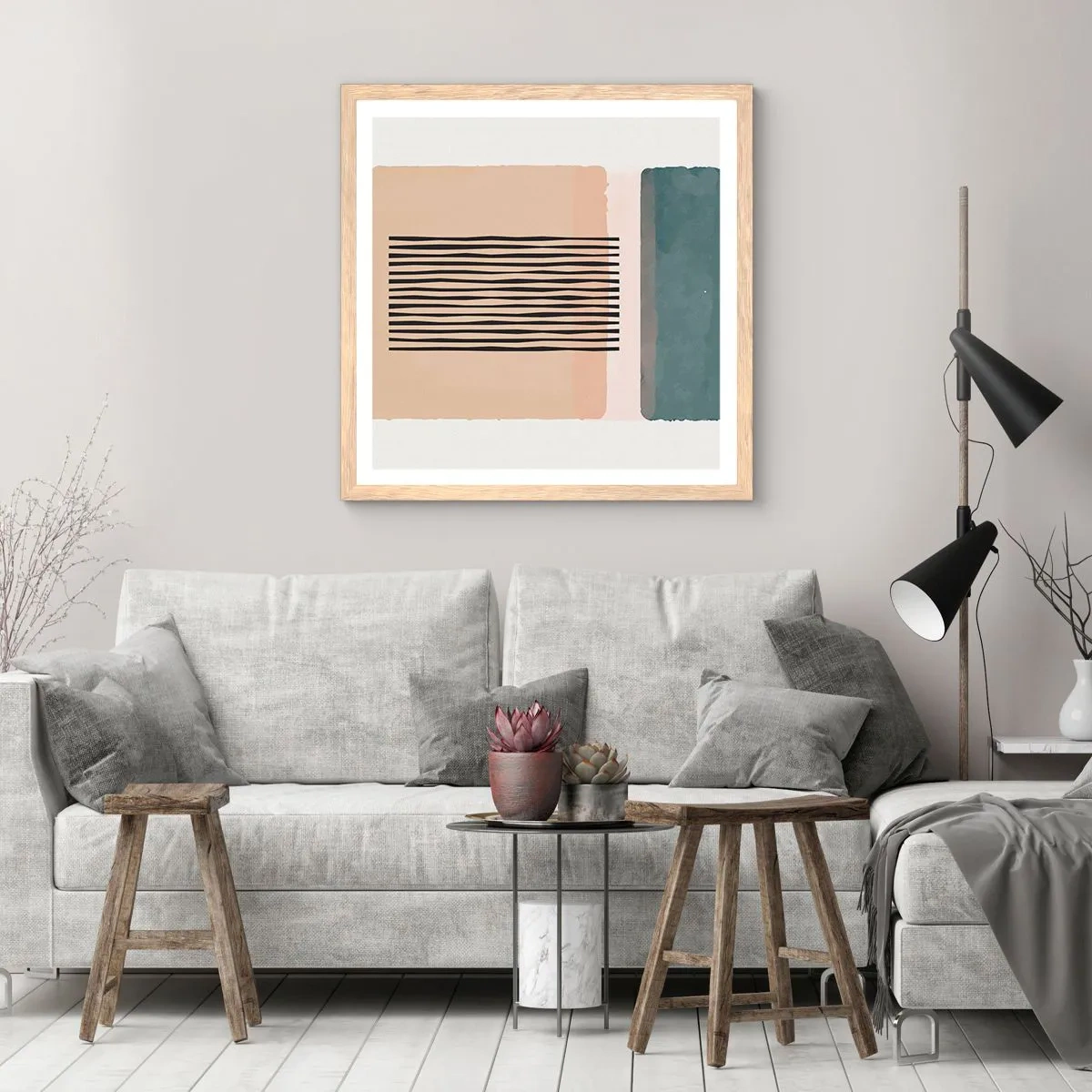 Pôster com moldura de carvalho claro - Está tudo bem - 60x60 cm