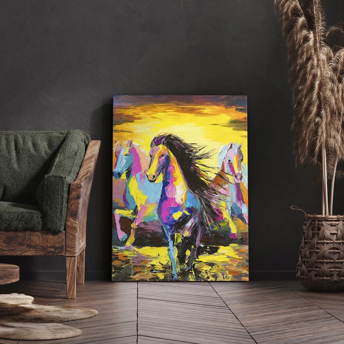 Quadro em tela - Imersos no arco-íris - 45x80 cm