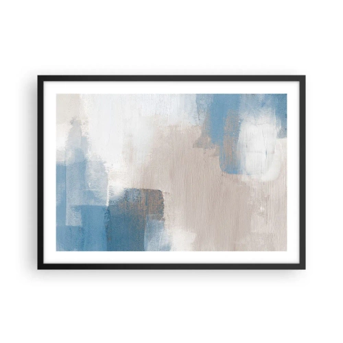 Pôster com moldura preta - Abstração rosa atrás da cortina azul - 70x50 cm