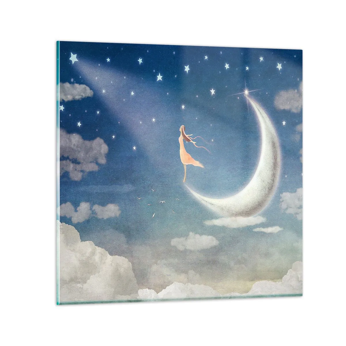 Quadro em vidro - O encanto azul - 50x50 cm