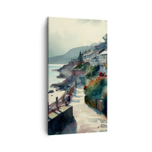 Quadro em tela - Cidade mediterrânea - 45x80 cm