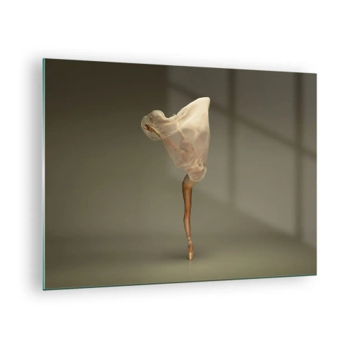 Quadro em vidro - Uma dançarina em pose delicada com o véu levantado - 70x50cm - Prestes a voar - Decoração de parede moderna para a sala de estar e quarto ARTTOR