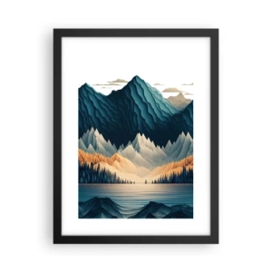 Pôster com moldura preta - Paisagem montanhosa perfeita - 30x40 cm