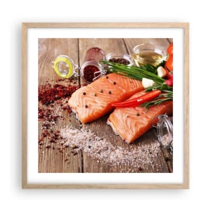 Pôster com moldura de carvalho claro - Aventura norueguesa na cozinha - 50x50 cm