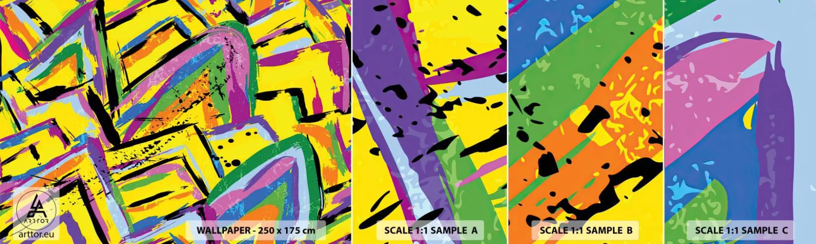 Amostra de papel de parede autocolante Deluxe Sticker - Grito de alegria - Abstração, Pedaço, Pintura - 100x30 cm