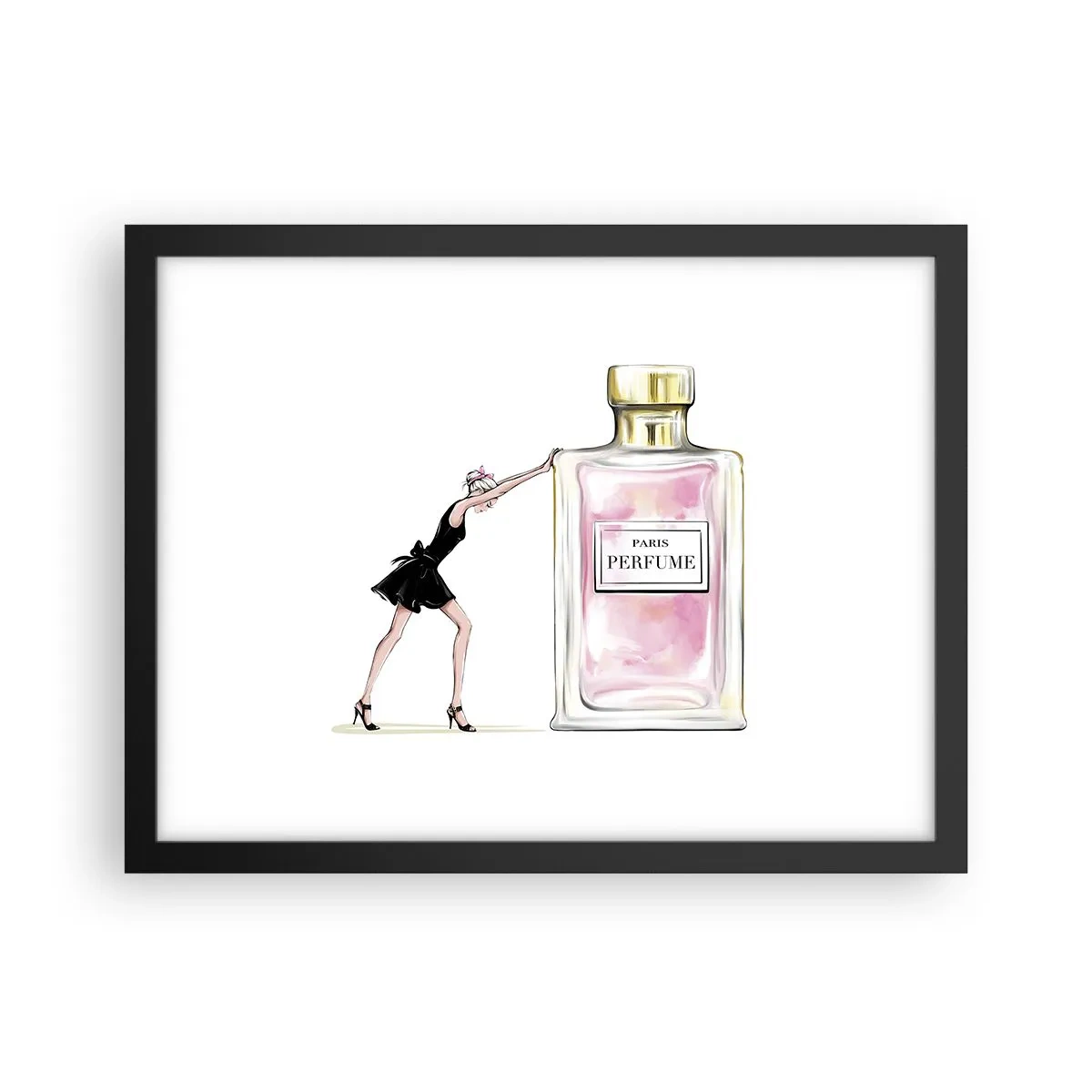 Pôster com moldura preta - A essência da feminilidade - 40x30 cm