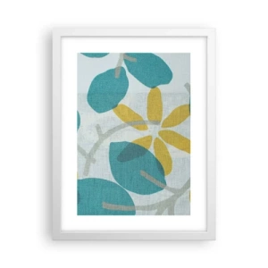 Pôster em moldura branca - Entre as folhas azuis - 30x40 cm