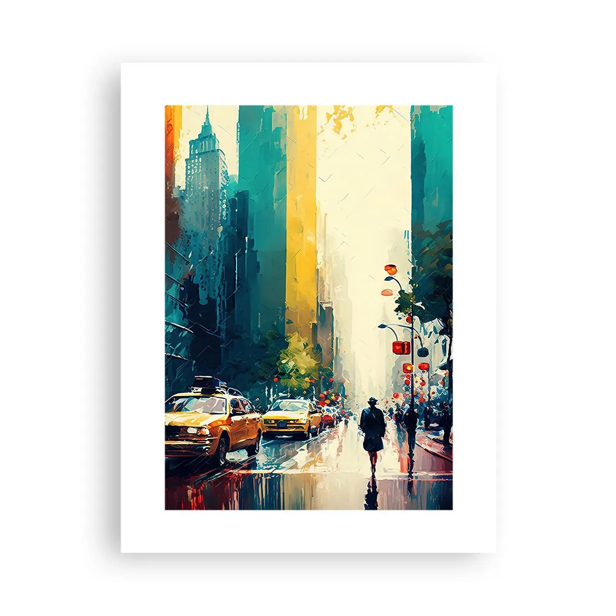 Pôster - Nova York – até a chuva é colorida aqui - 30x40 cm