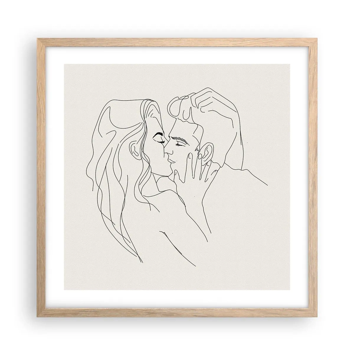 Pôster com moldura de carvalho claro - Emaranhados pelo sentimento - 50x50 cm