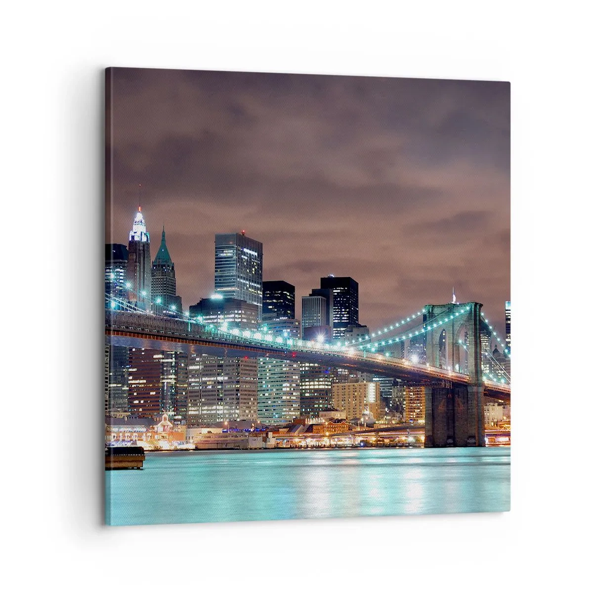 Quadro em tela - Luzes de uma cidade grande - 60x60 cm