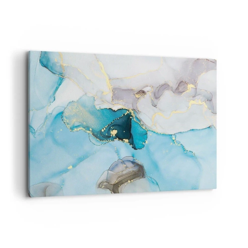 Quadro em tela - Estudo do encontro do cinza e turquesa - 120x80 cm