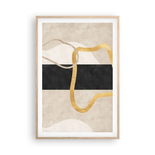 Pôster com moldura de carvalho claro - Formas em loop - 61x91 cm