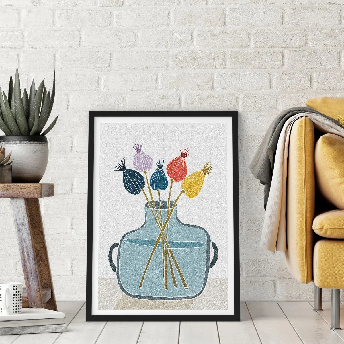 Pôster com moldura preta - Como semeou a papoula - 30x40 cm