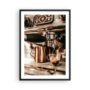 Pôster com moldura preta - Espresso aromático da máquina de café expresso - 50x70cm - Brilho de café - Decoração de parede moderna para a sala de estar e quarto ARTTOR